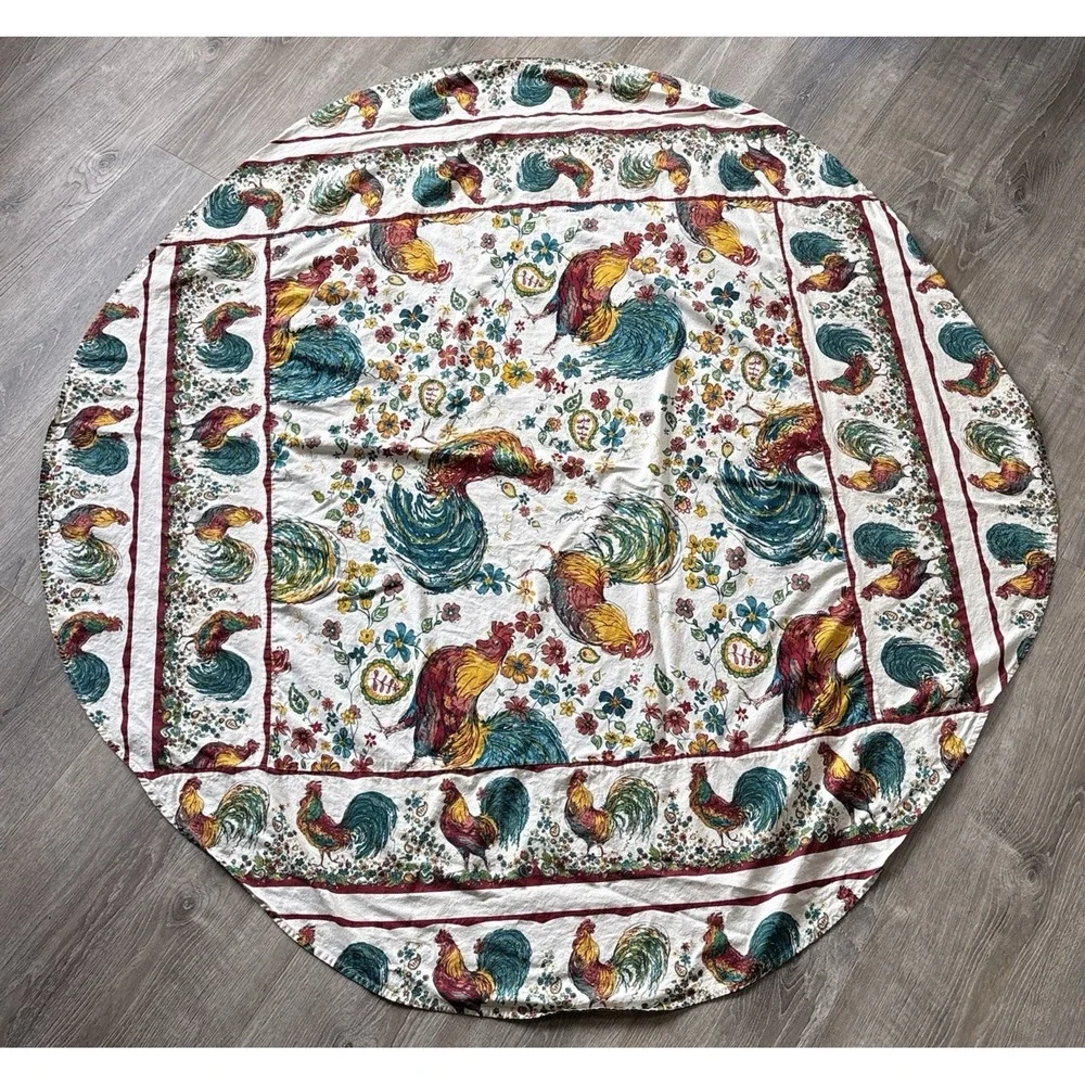 April Cornell Farmhouse Rooster Tablecloth 65x69 Oblong Cotton French Country
